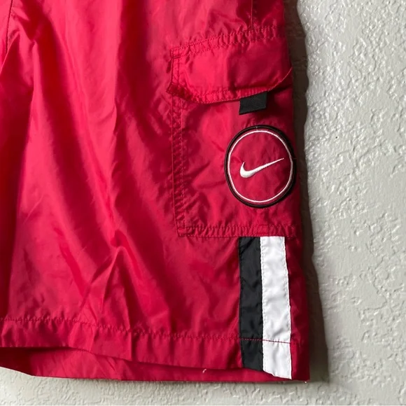 Nike Vintage 90s Red Swim Trunks Shorts XL Swoosh Logo Mesh Lined - Picture 3 of 10